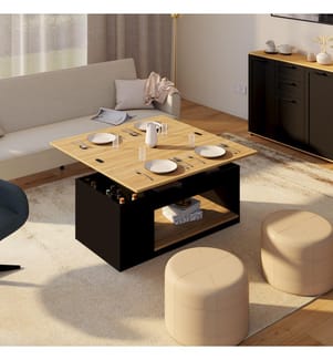 Table basse Elina relevable bois et noire