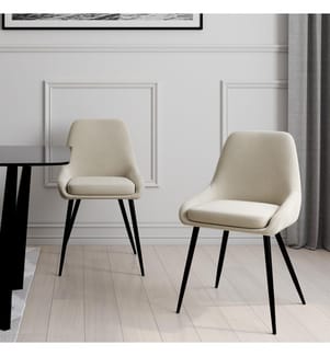 Lot de 2 Chaises Olivia assise crème pieds métal - Crème, Argenté