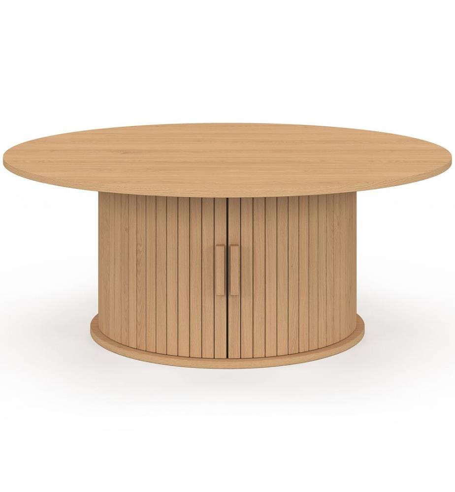 Table basse ronde Albane avec rangement - Bois