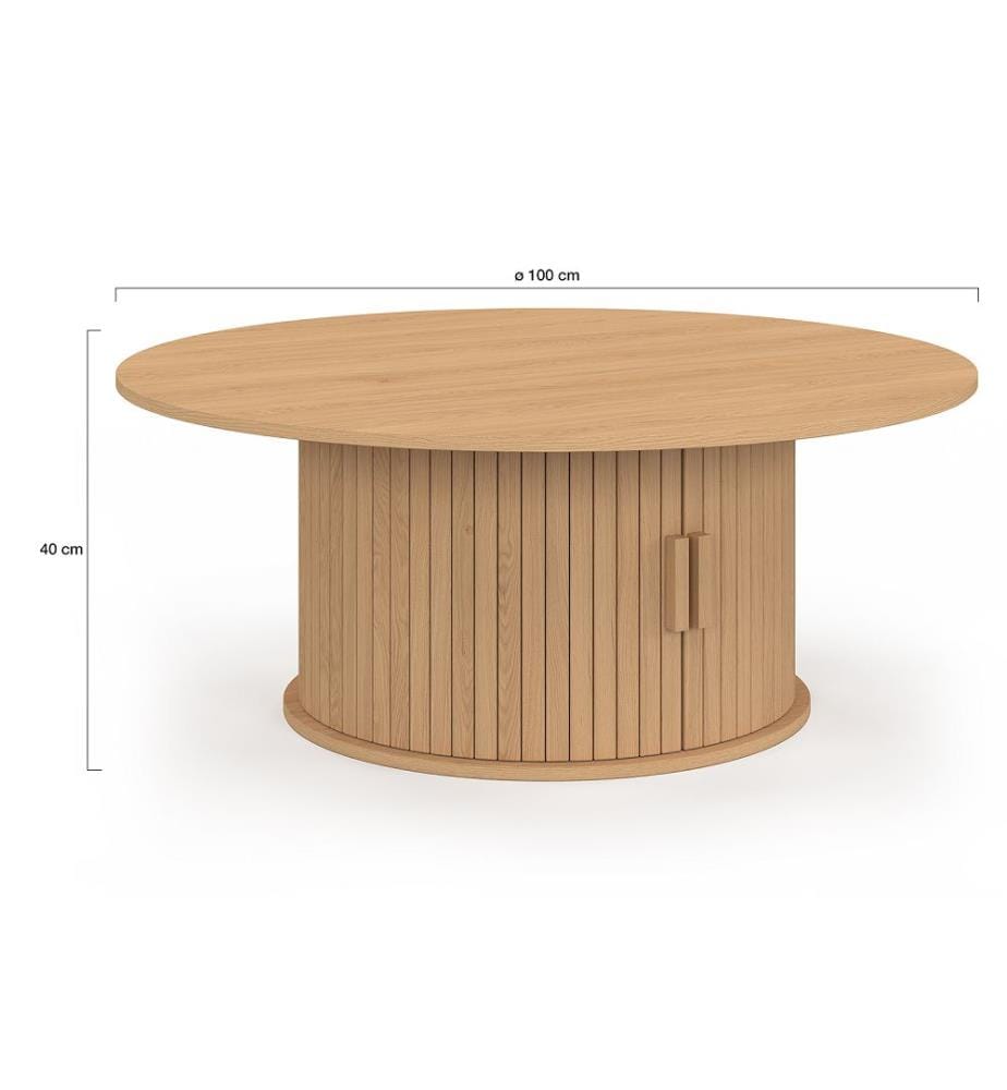 Table basse ronde Albane avec rangement - Bois