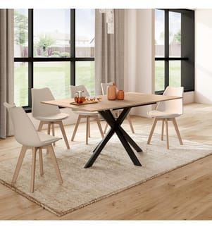 Table repas extensible Spider 160-200cm plateau fin - Brun et noir 