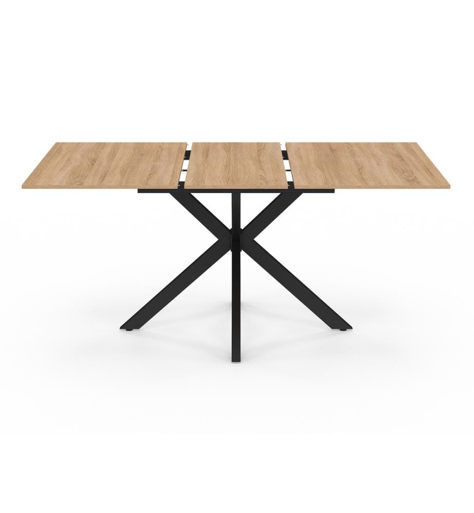Table repas extensible Spider 160-200cm plateau fin - Brun et noir 