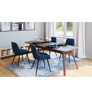 Lot de 4 Chaises Olivia 47.5 x 54 x 79 cm - Bleu Foncé & Noir