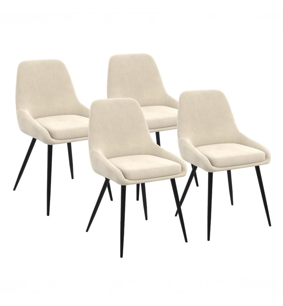 Lot de 4 Chaises Olivia assise crème pieds métal