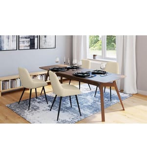 Lot de 4 Chaises Ornella assise tissu beige et pieds métal noirs