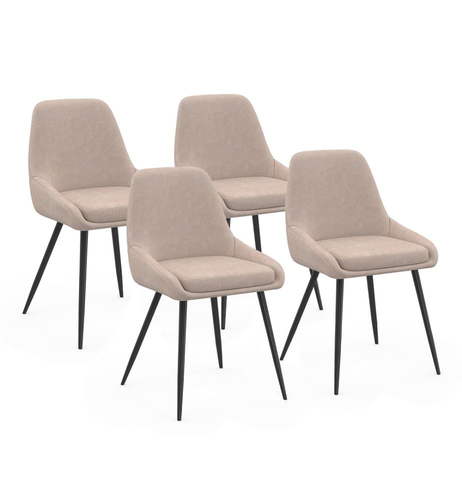 Lot de 4 Chaises Ornella assise tissu taupe et pieds métal noirs