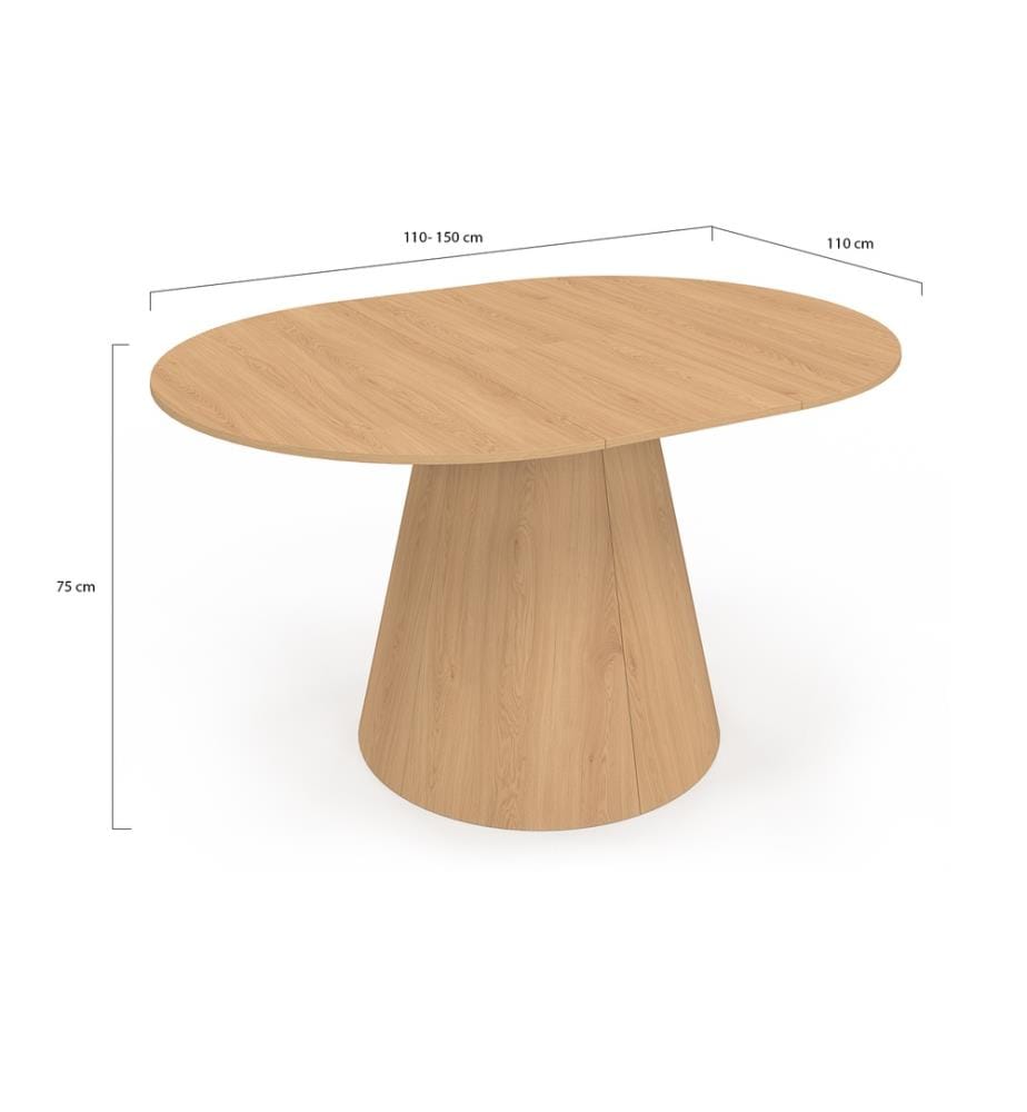 Ausziehbarer runder Esstisch Elvis Holz Ø110-150cm
