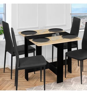 Table de Repas et Console Edi 27 x 76 x 75 cm - Bois & Noir