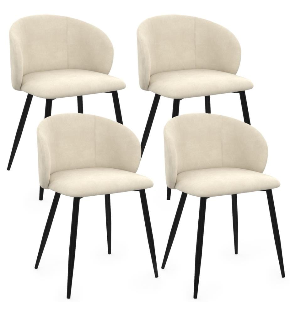 Lot de 4 Chaises Léona - Crème et Noir