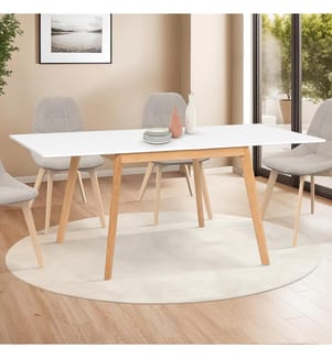 Table repas pliable 80-160 cm - Blanc et Brun