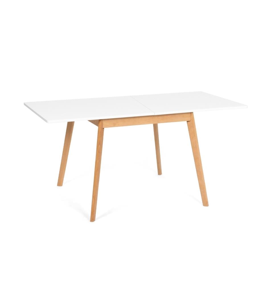 Table repas pliable 80-160 cm - Blanc et Brun
