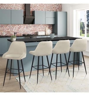 Lot de 4 Tabourets de Bar Olivia - Crème