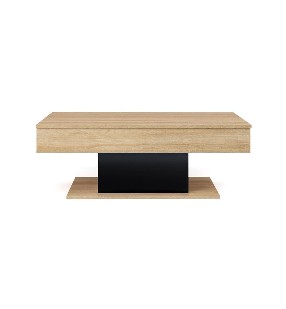 Table Basse Tania 110 x 60 x 40 - 53 cm - Bois & Noir