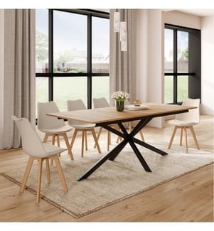 Table à manger extensible Spider 200-300cm bois et noir