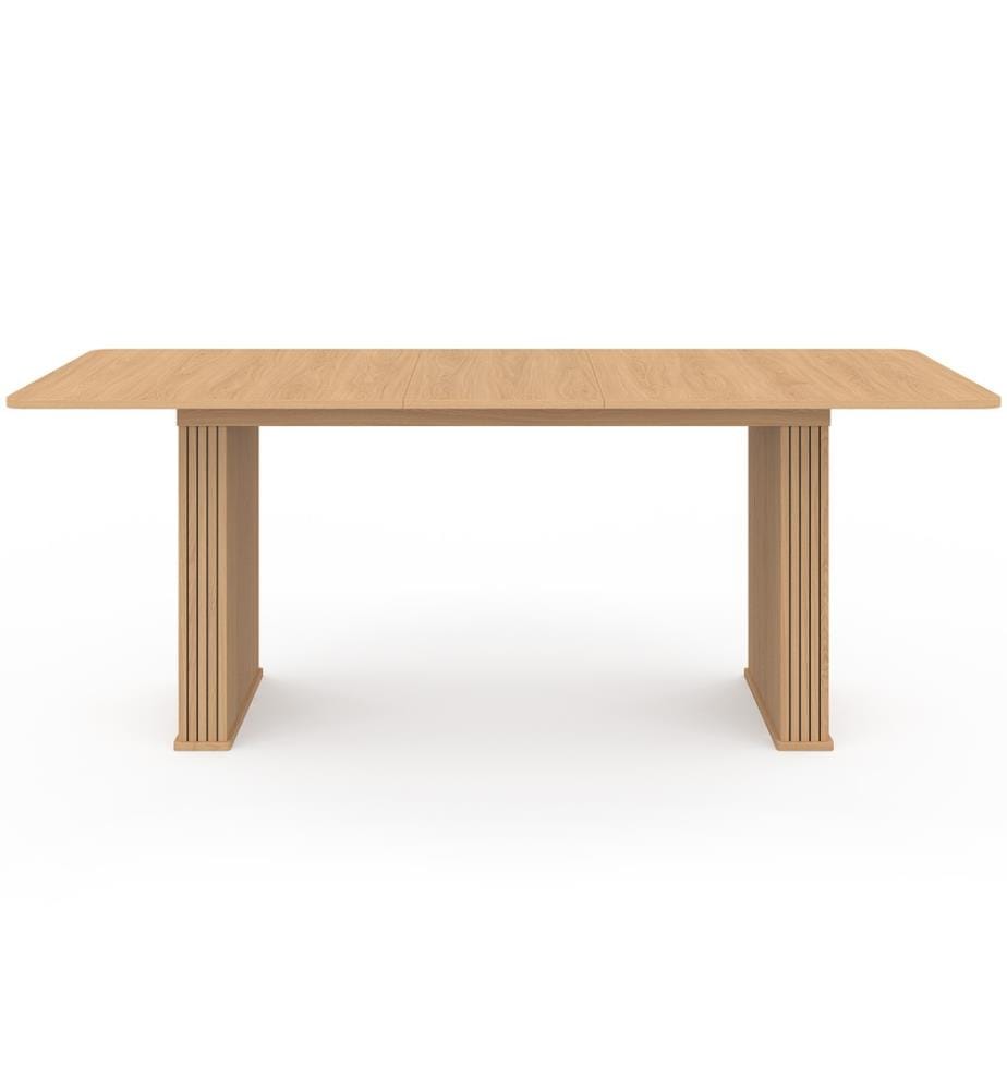 Table repas extensible Faustine 160-240cm bois pieds effet tasseaux