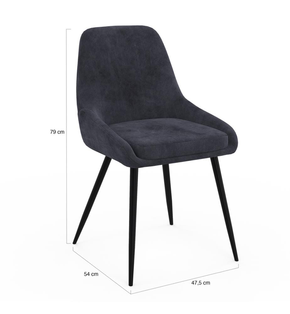 Lot de 6 Chaises Olivia - Gris foncé et Métal