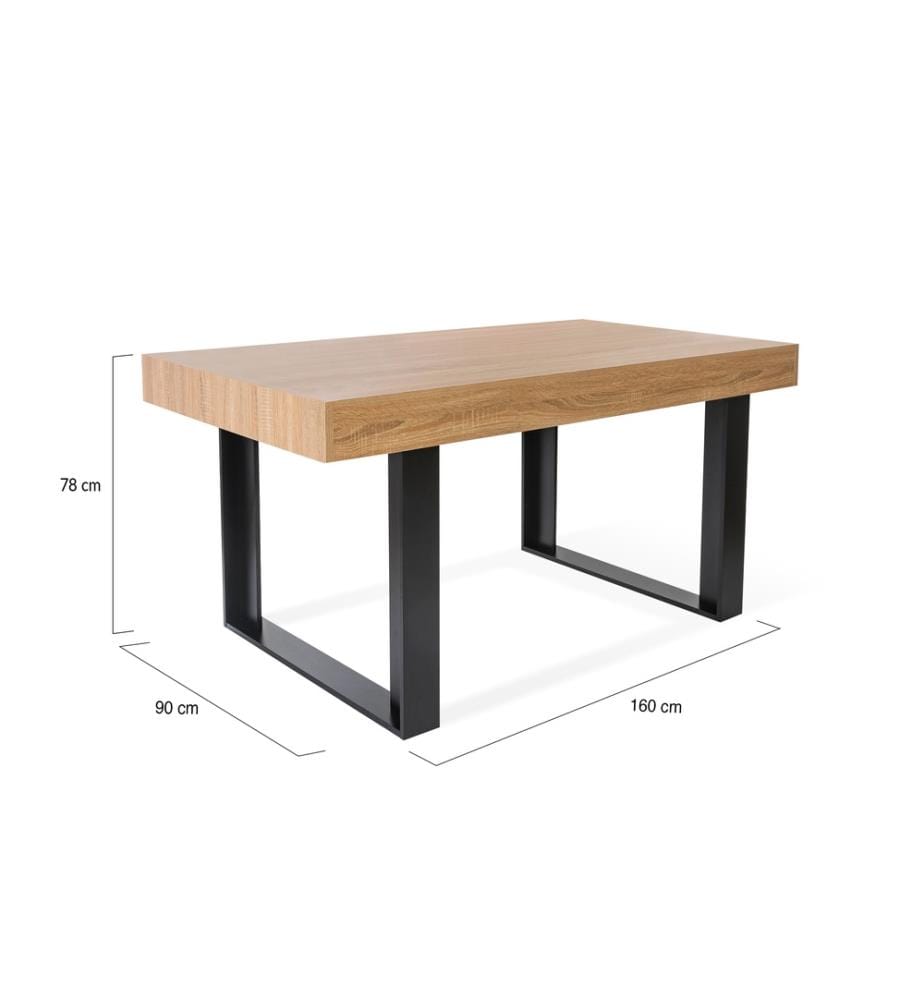 Table de Repas Brixton 160 x 90x 78 cm - Noir