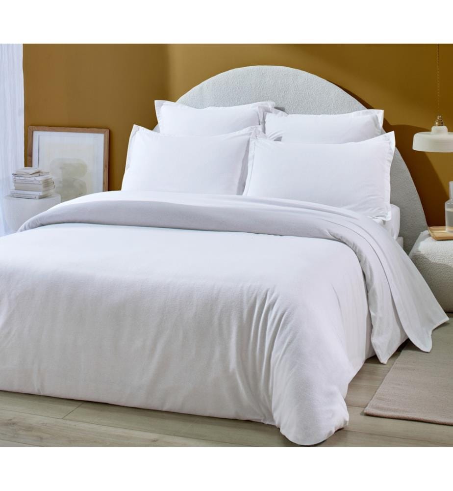 Lenzuolo matrimoniale 140x190 cm, cuffietta 30 cm 100% cotone flanella 160 gr bianco