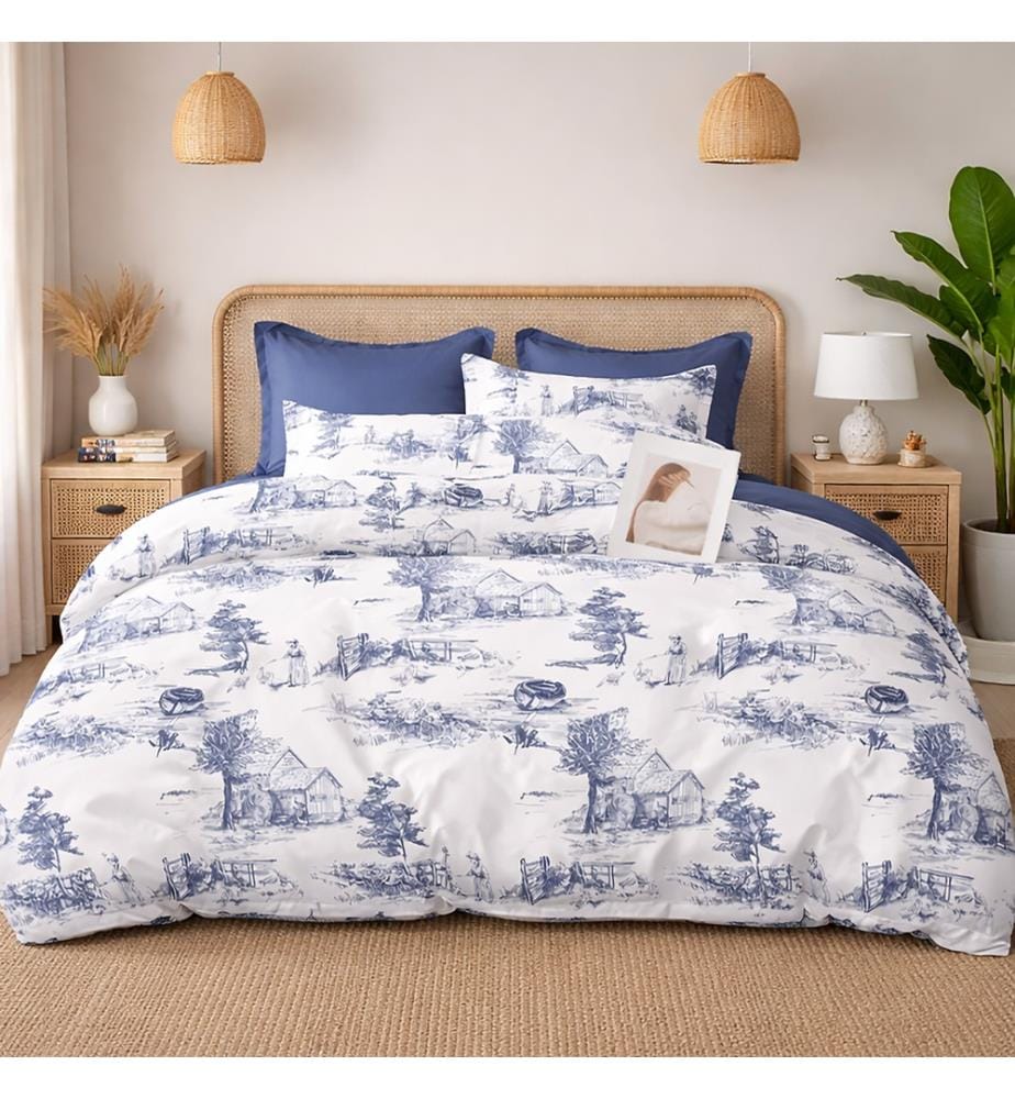 Set copripiumino 3 pezzi 220X240 cm Cotone Percalle 80 fili Elyne