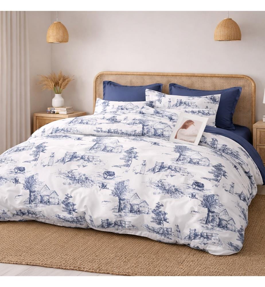 Set copripiumino 3 pezzi 220X240 cm Cotone Percalle 80 fili Elyne