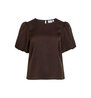 Viellette 2/4 Satin Puff Top - Coffee-Bean