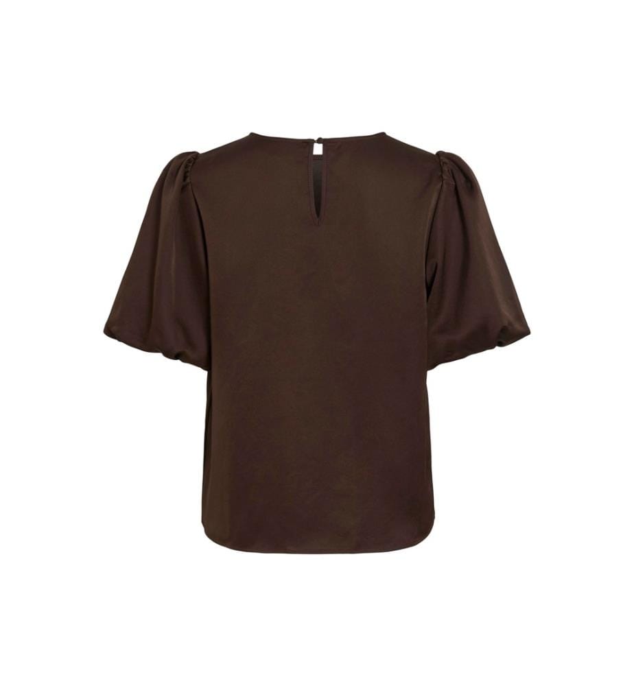 Viellette 2/4 Satin Puff Top - Coffee-Bean