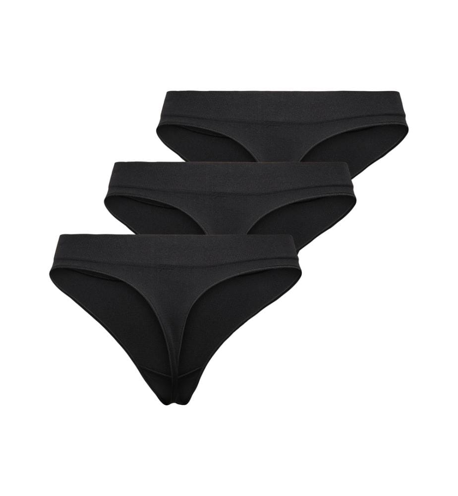 Lot de 3 strings côtelés Vicky - Black X-3