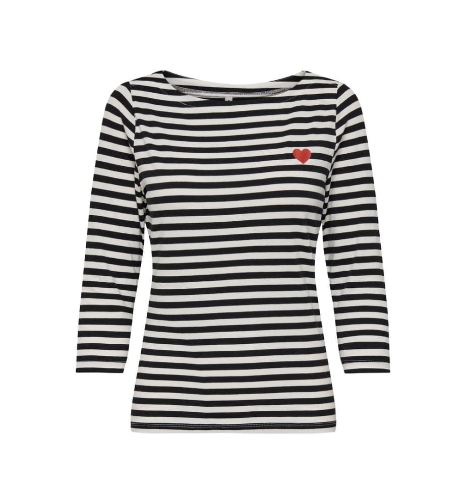 T-shirt - Nuage dansant noir avec imprimé coeur