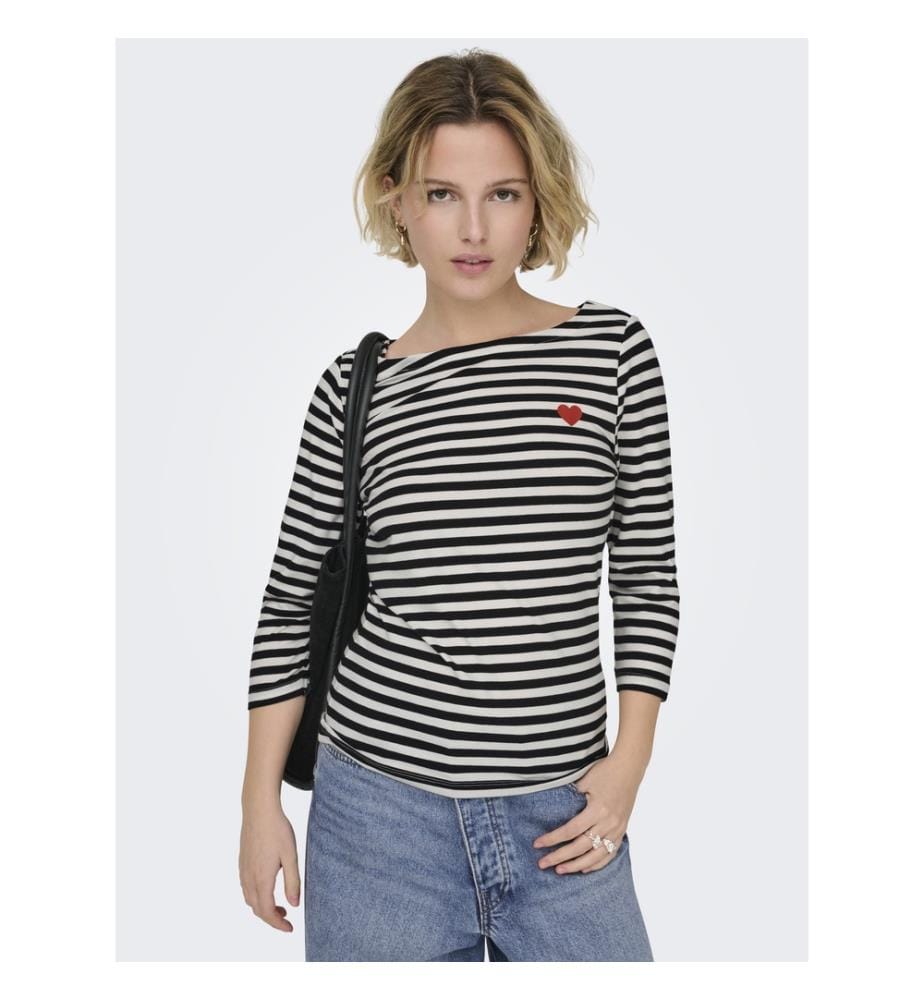 T-shirt - Nuage dansant noir avec imprimé coeur