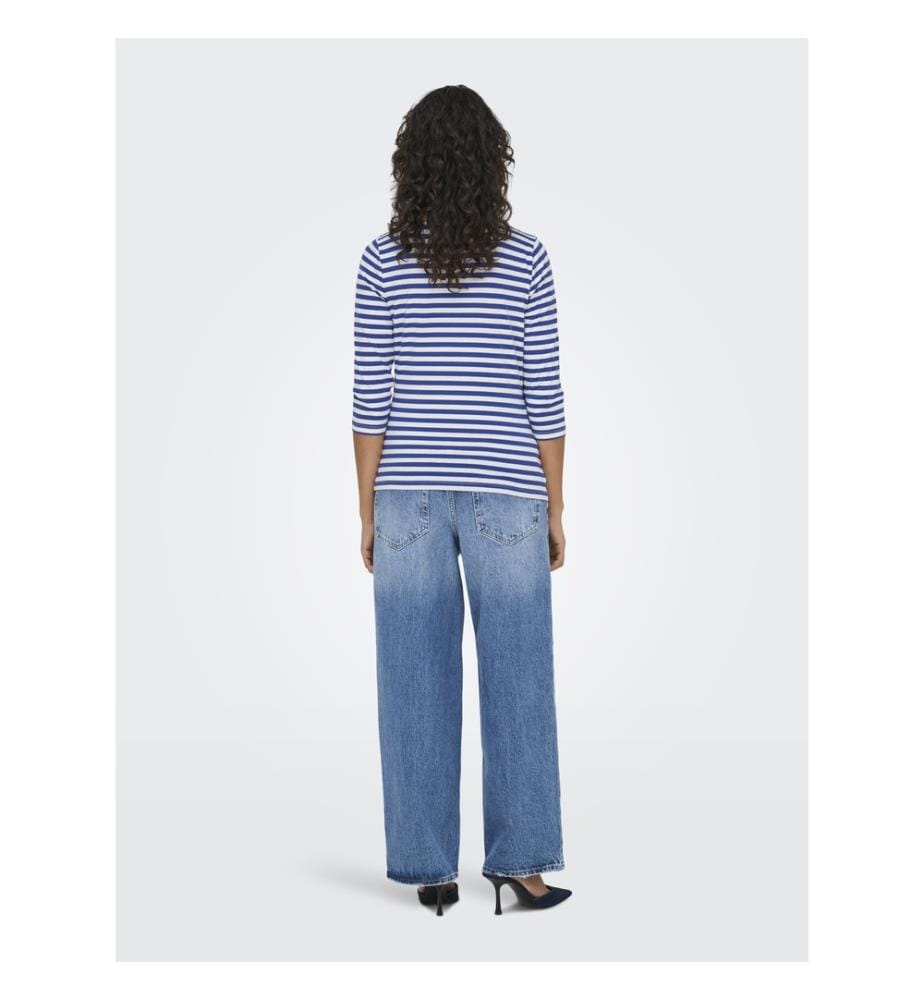 T-shirt - Nuage dansant bleu mazarine avec imprimé marguerite