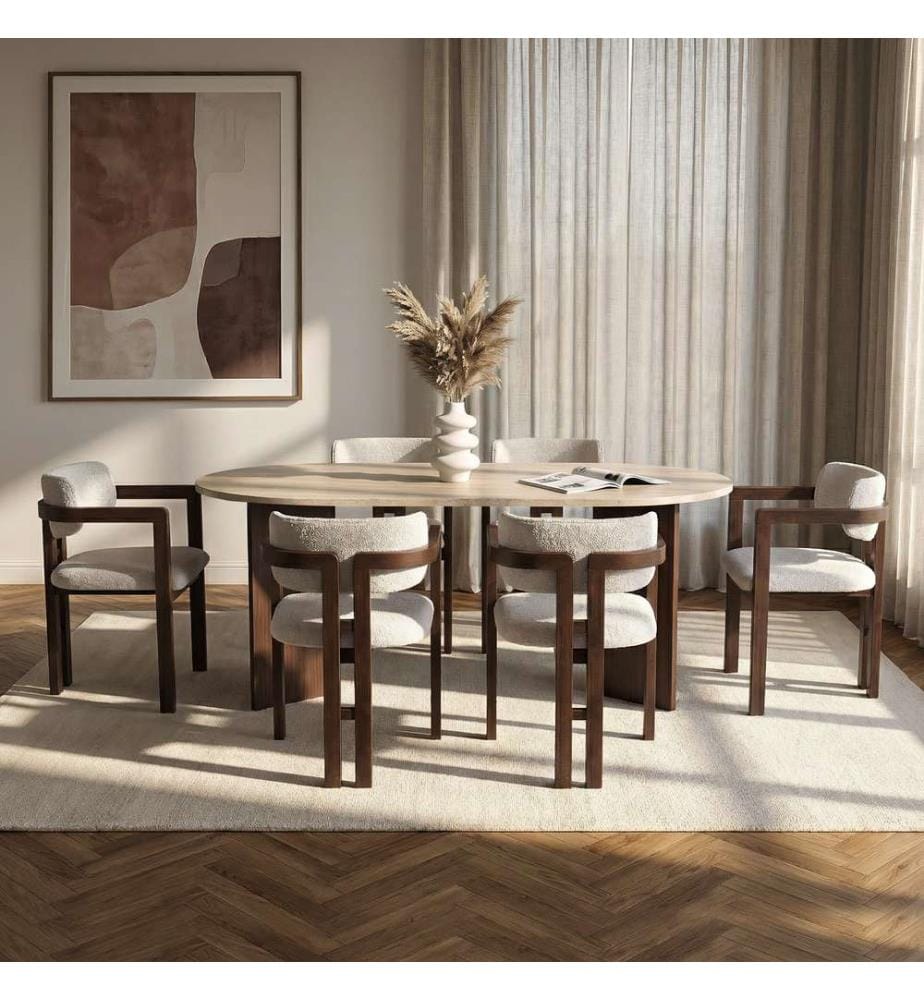 Ensemble table et chaises (7 pièces) - Travertin