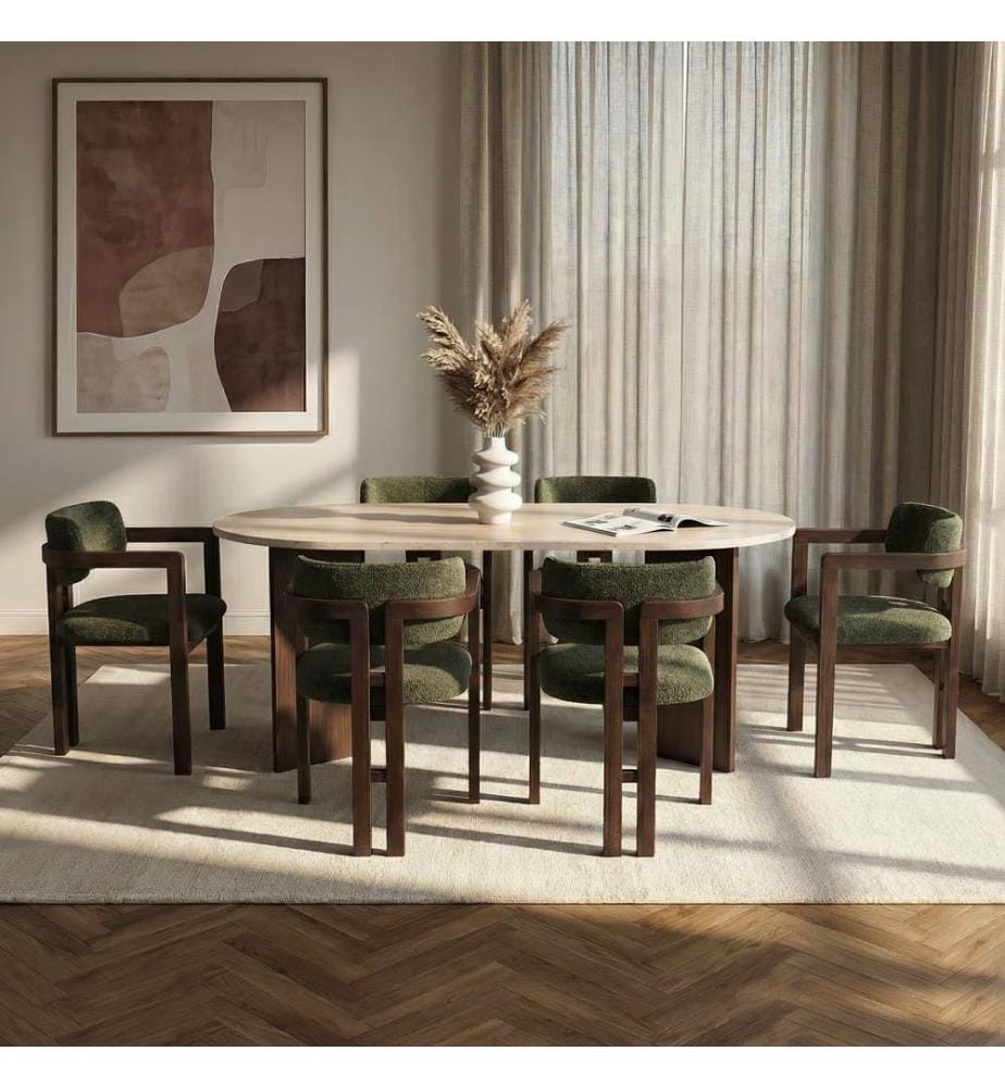 Ensemble table et chaises (7 pièces) - Travertin