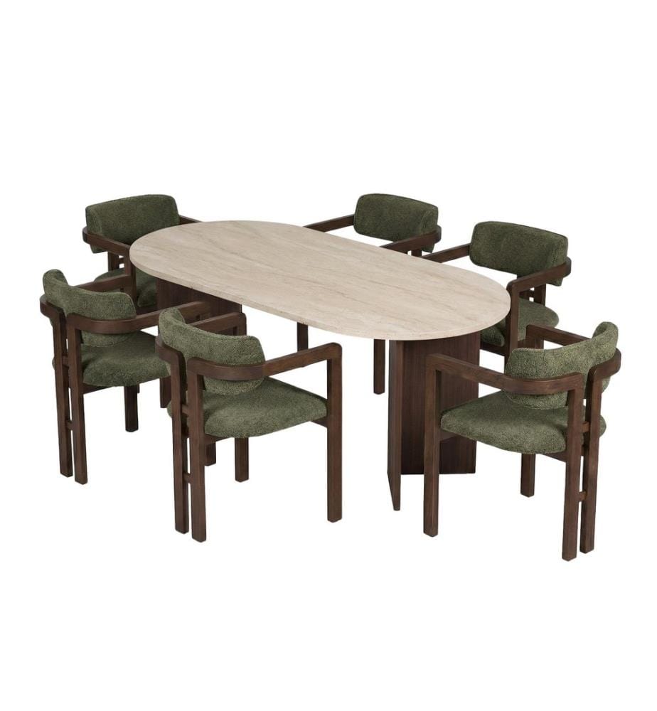 Ensemble table et chaises (7 pièces) - Travertin
