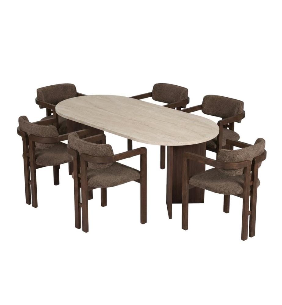 Ensemble table et chaises (7 pièces) - Travertin