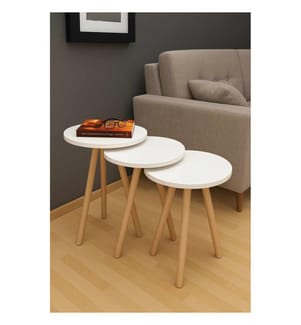Ensemble de tables emboîtables (3 pièces) - Blanc