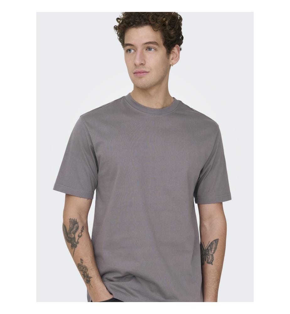 T-Shirt - grau mit feinen Streifen