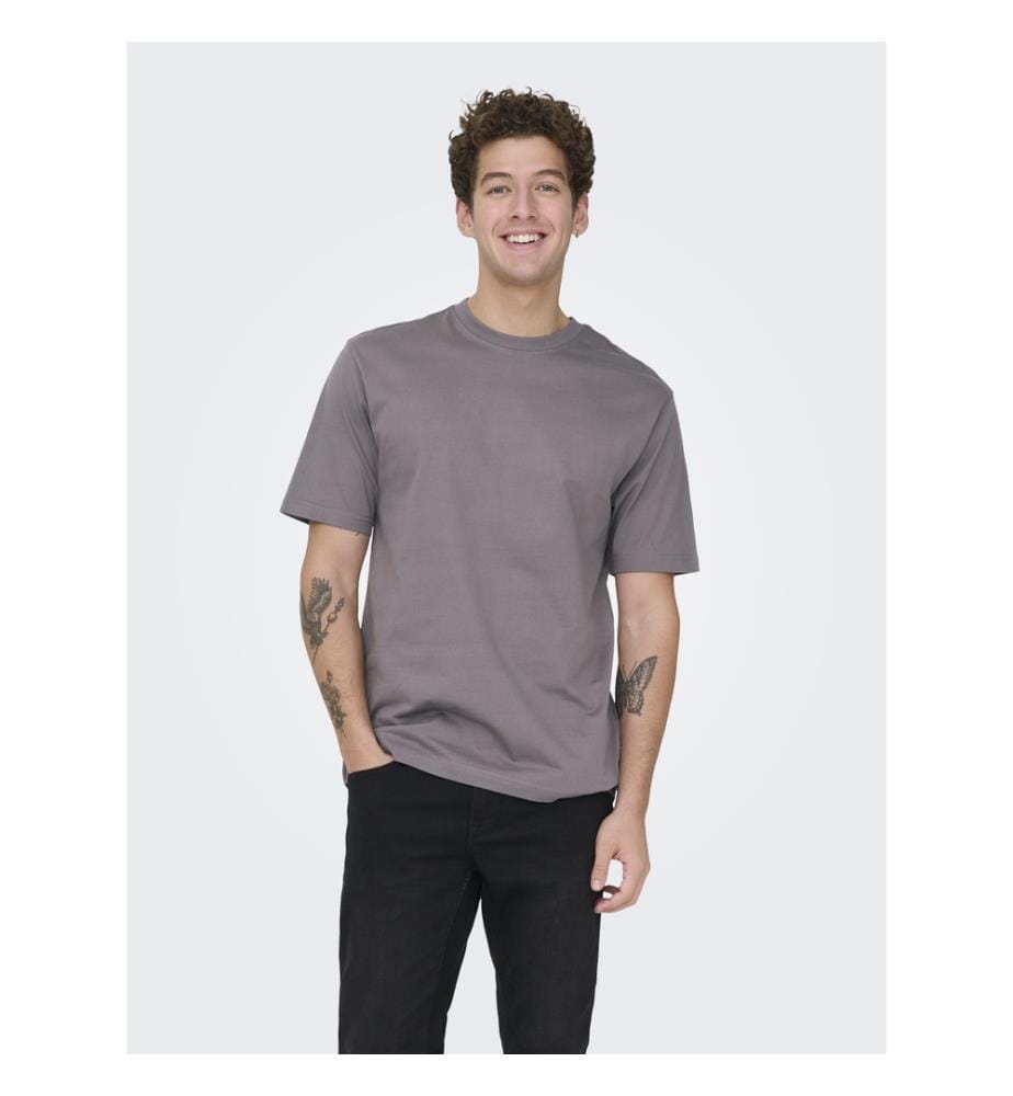 T-Shirt - grau mit feinen Streifen