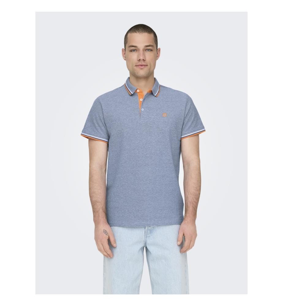 Polo - Blu medio/bianco