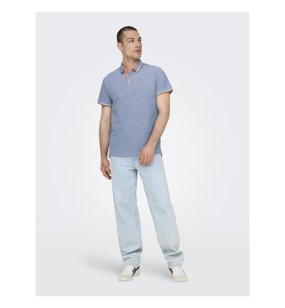 Polo - Blu medio/bianco