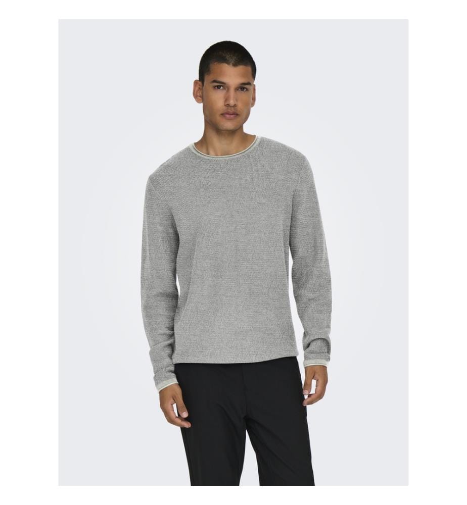 Strickpullover „Eric“ in Regular Fit – Hellgrau