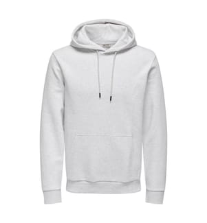 Hoodie - Melange Super Hellgrau