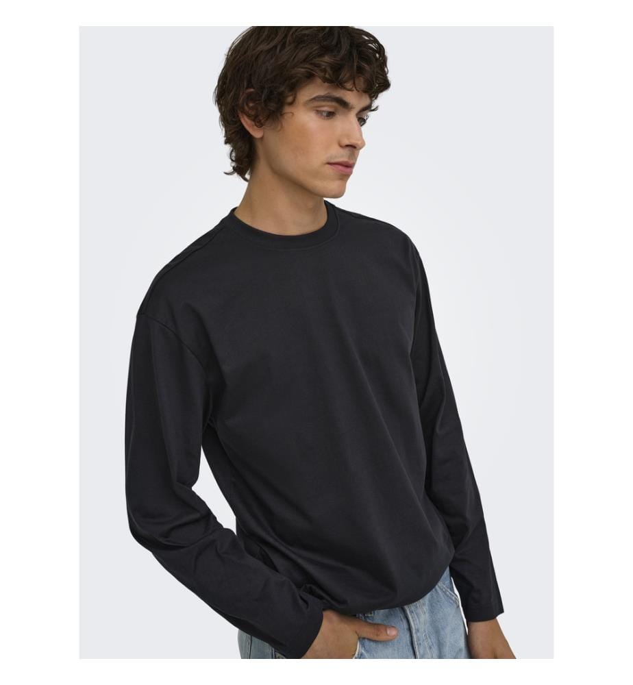 Langarm-T-Shirt „Relaxed Fit“ von Fred Life – Schwarz
