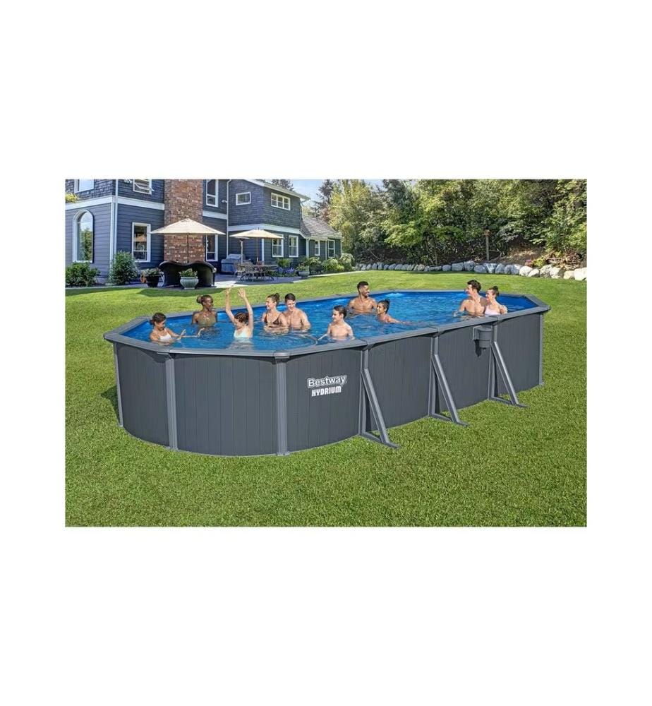 Hydrium Steel Wall Pool Complete Set with Sand Filter 732x366x132cm - Brown