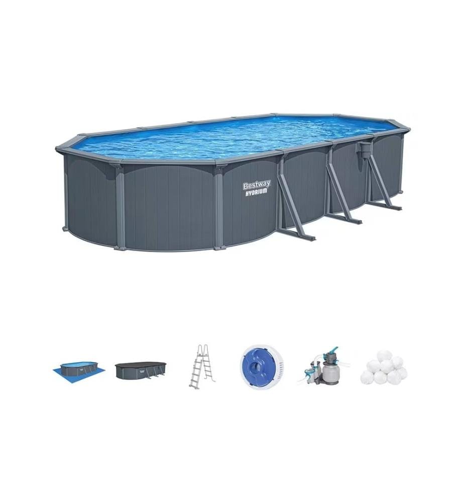 Hydrium Steel Wall Pool Complete Set with Sand Filter 732x366x132cm - Brown