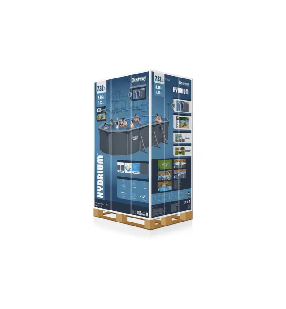 Hydrium Steel Wall Pool Complete Set with Sand Filter 732x366x132cm - Brown
