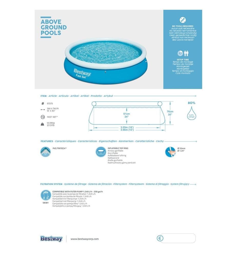 Piscina Fast Set 366 x 76 cm