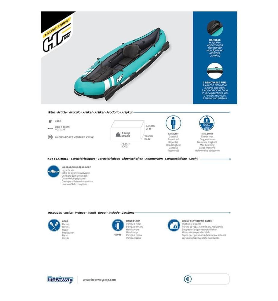 Kayak-Set Hydro Force Ventura - 280 x 86 cm