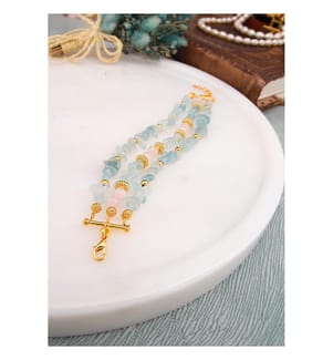 Aquamarin & Rosa Quarz Armband - Hellblau & Hellrosa