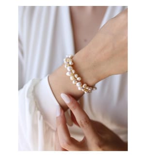 Armband aus Perlen und Zirkonia – Weiss und Violett