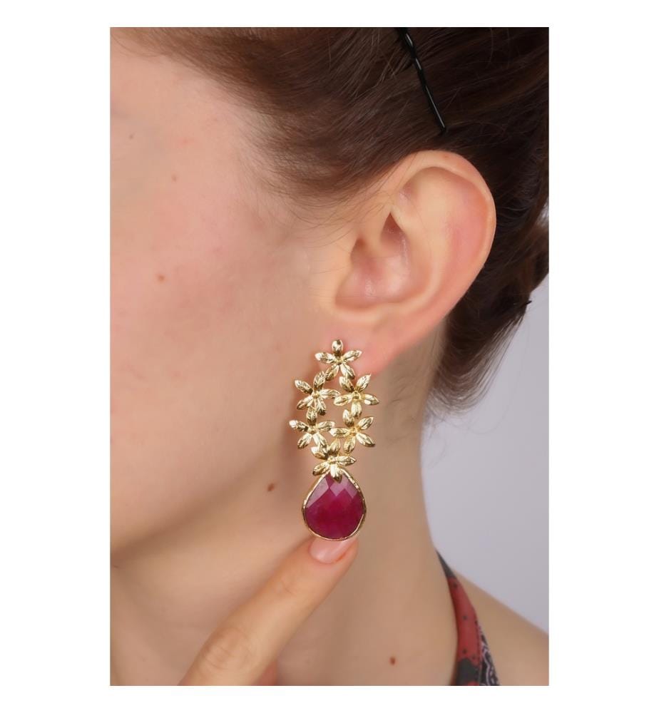 Agate Earrings - Red